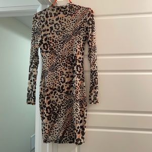Sheer leopard print mesh dress with nude slip